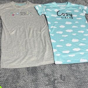 Cozy Vibes Cloud + Gray Pocket Nightgown - Twin Set Girls 7/8